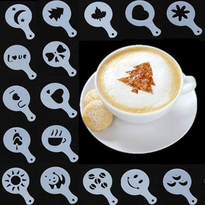 Coffee Stencils Latte Art Stencils Cappuccino Stencils Templates for Coffee Decorating (Pack of 16)